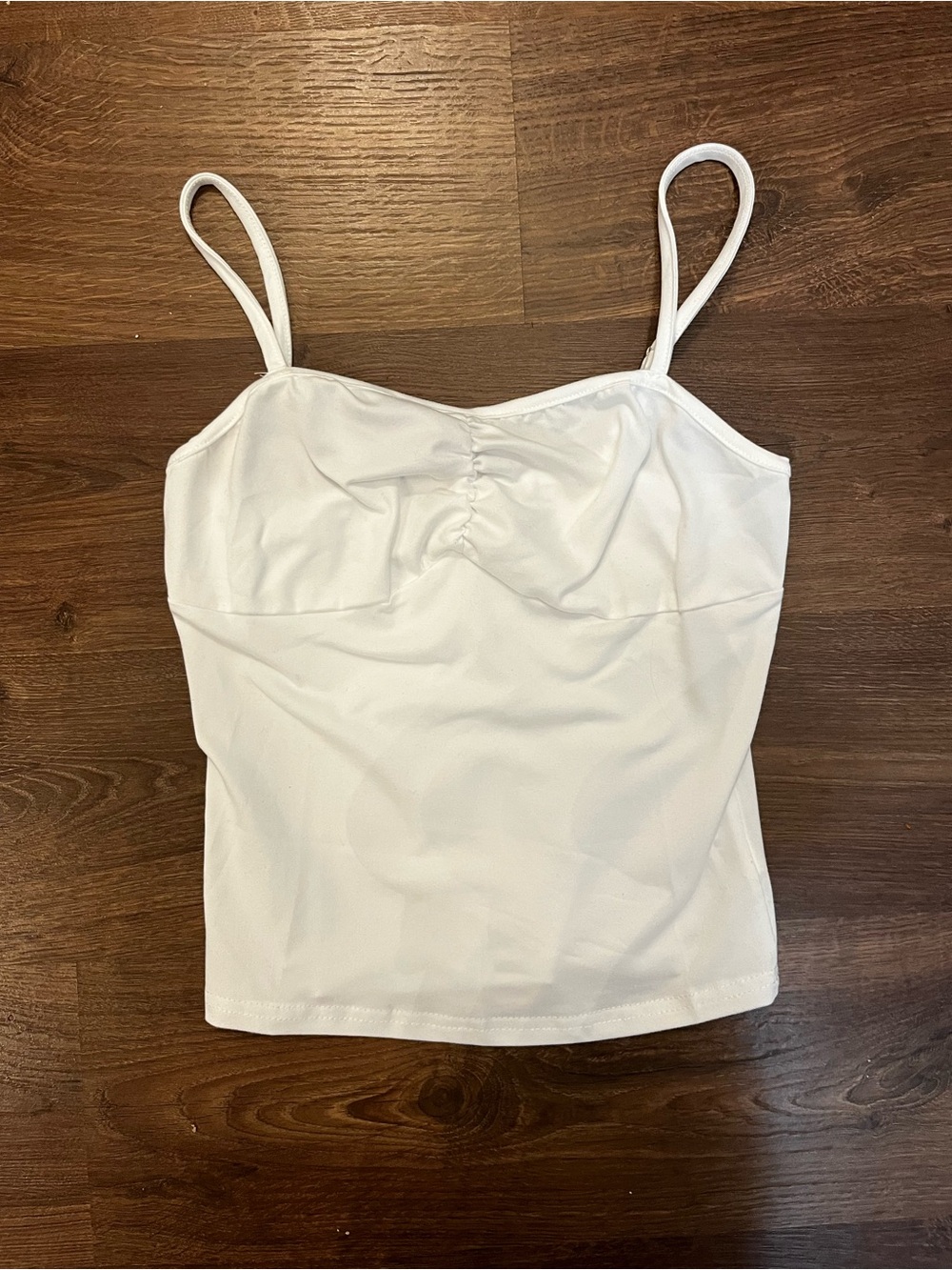 White Ruched Bust Cami Tank Top Size Small